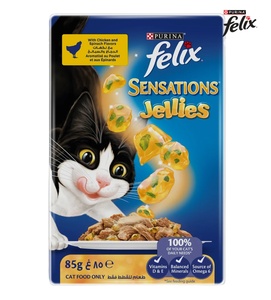 Felix Sensations Jellies Chicken And Spinach Cat Wet Food 85 gm