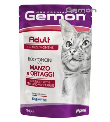 Gemon Beef and Vegetables Chunks Cat Wet Food 100 gm x 24 pcs