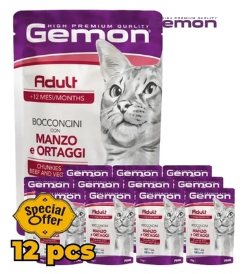 Gemon Beef and Vegetables Chunks Cat Wet Food 100 gm x 12 pcs
