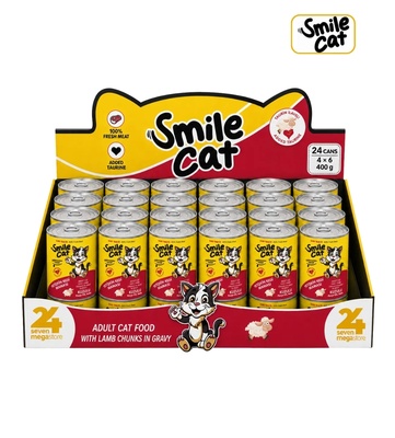 Smile Cat Lamb Chunks in Gravy Cat Wet Food 400gm x 24pcs