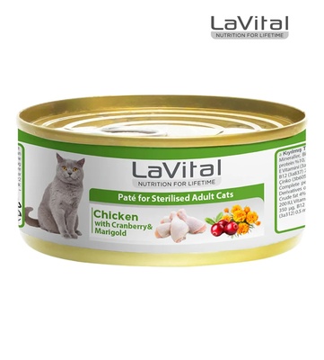 Lavital Chicken, Cranberry and Marigold Pate Sterilised Cat Wet Food 85gm