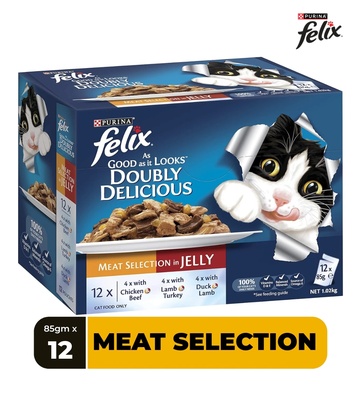 Felix As Good As It Looks Meat Selection in Jelly Cat Wet Food 85 gm x 12 pcs