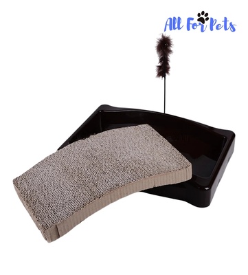 DGZ Corrugated Cat Scratching Board with Toy and Catnip 44 x 34 x 9.5 cm