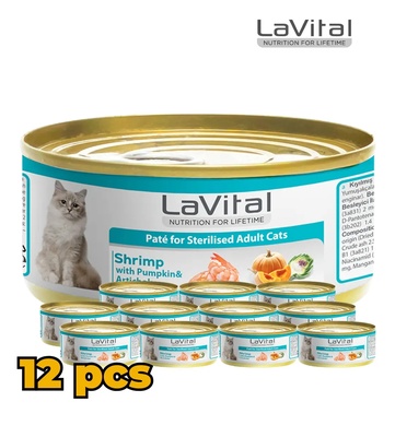 Lavital Shrimp, Pumpkin and Artichoke Pate Sterilised Cat Wet Food 85gm x 12pcs