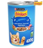 Friskies Salmon, Tuna and Vegetables in Gravy Cat Wet Food 400 gm