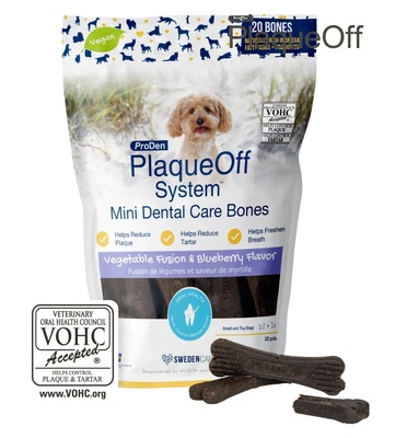 ProDen PlaqueOff Vegetable Fusion & Blueberry Mini Dental Care Bones 340 gm