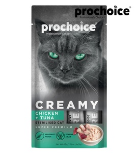 Prochoice Chicken and Tuna Creamy Sterilised Cat Treats 15gm x 4pcs