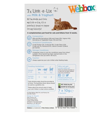 Webbox Lick-e-Lix Milk and Yoghurt Creamy Cat Treat 15 gm x 5 pcs