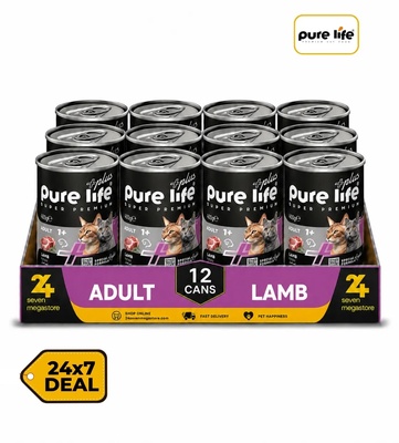 Pure Life Plus Lamb Chunks in Gravy Cat Wet Food 400gm x 12pcs