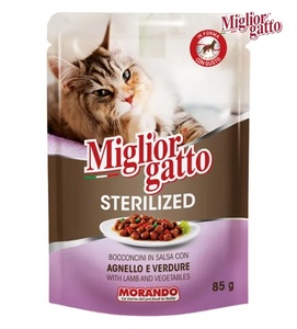 Miglior Gatto Lamb and Vegetables Chunks Sterilized Cat Wet Food 85 gm