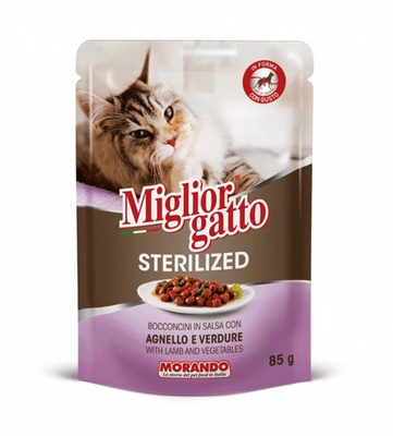 Miglior Gatto Lamb and Vegetables Chunks Sterilized Cat Wet Food 85 gm x 24 pcs