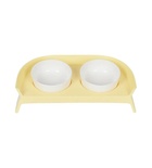 Pakeway Happy Eating Double Pet Bowl White and Yellow