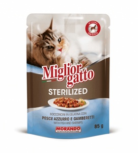 Miglior Gatto Fish and Shrimp Chunks Sterilized Cat Wet Food 85 gm x 24 pcs