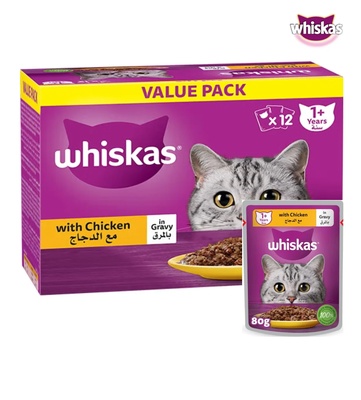 Whiskas 1+ Chicken in Gravy Cat Wet Food 80 gm