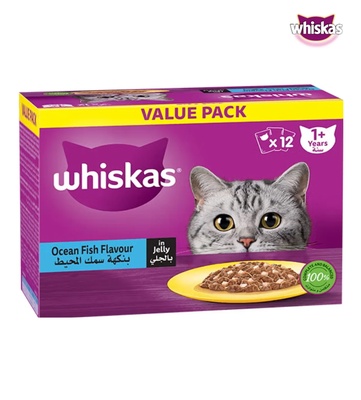 Whiskas Value Pack Ocean Fish Flavor in Jelly Cat Wet Food 80 gm x 12 pcs
