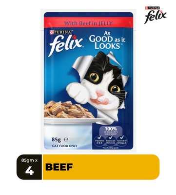 Felix As Good As It Looks Meat Menus in Jelly Cat Wet Food 85 gm x 12 pcs