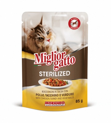 Miglior Gatto Chicken, Turkey and Vegetables Chunks Sterilized Cat Wet Food 85 gm x 24 pcs