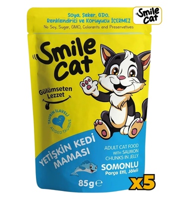Smile Cat Salmon Chunks in Jelly Cat Wet Food 425gm x 6pcs