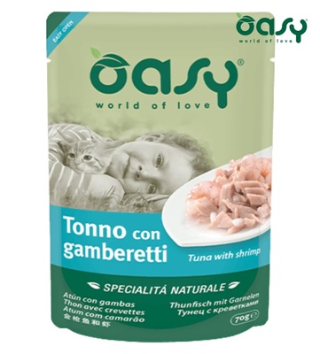 Oasy Natural Tuna with Shrimp in Soft Jelly Cat Wet Food 70 gm