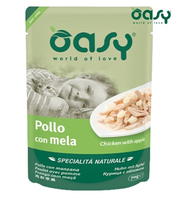 Oasy Natural Chicken with Apple in Soft Jelly Cat Wet Food 70 gm