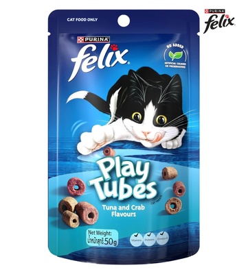 Felix Play Tubes Tuna and Crab Flavours Cat Treats 50 gm