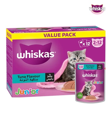 Whiskas Value Pack Junior Tuna Flavour in Jelly Kitten Wet Food 80 gm x 12 pcs