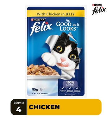 Felix As Good As It Looks Meat Menus in Jelly Cat Wet Food 85 gm x 12 pcs