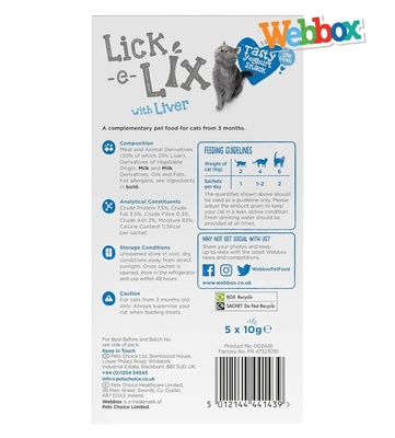 Webbox Lick-e-Lix Liver Creamy Cat Treats 15 gm x 5 pcs