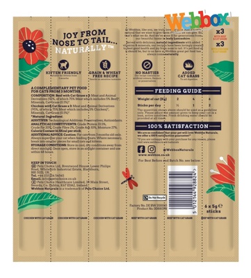 Webbox Natural Beef and Chicken with Grass Sticks Cat Treats 5 gm x 6 pcs