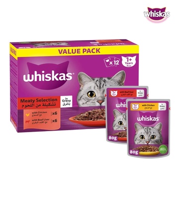 Whiskas Meaty Selection in Gravy 80 gm x 12 pcs