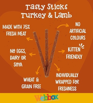 Webbox Turkey and Lamb Tasty Sticks Cat Treats 5 gm x 6 pcs