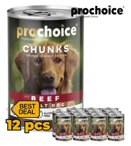Prochoice Beef Chunks Dog Wet Food 400gm x 12pcs
