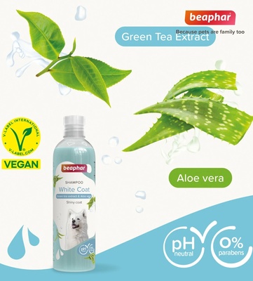 Beaphar Green Tea Extract and Aloe Vera White Coat Dog Shampoo 250 ml