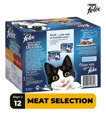 Felix As Good As It Looks Meat Selection in Jelly Cat Wet Food 85 gm x 12 pcs