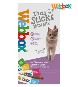 Webbox Mini Mix Tasty Sticks Cat Treats 2 gm x 16 pcs