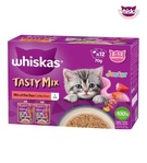 Whiskas Tasty Mix Sea Collection in Gravy Kitten Wet Food 12 pcs x  70 gm
