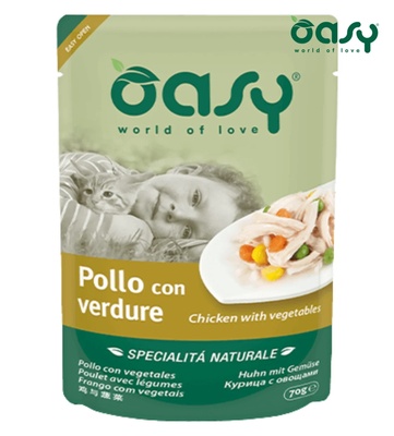 Oasy Natural Chicken with Vegetables in Soft Jelly Cat Wet Food 70 gm