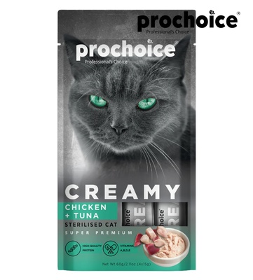 Prochoice Chicken and Tuna Creamy Sterilised Cat Treats 15gm x 4pcs