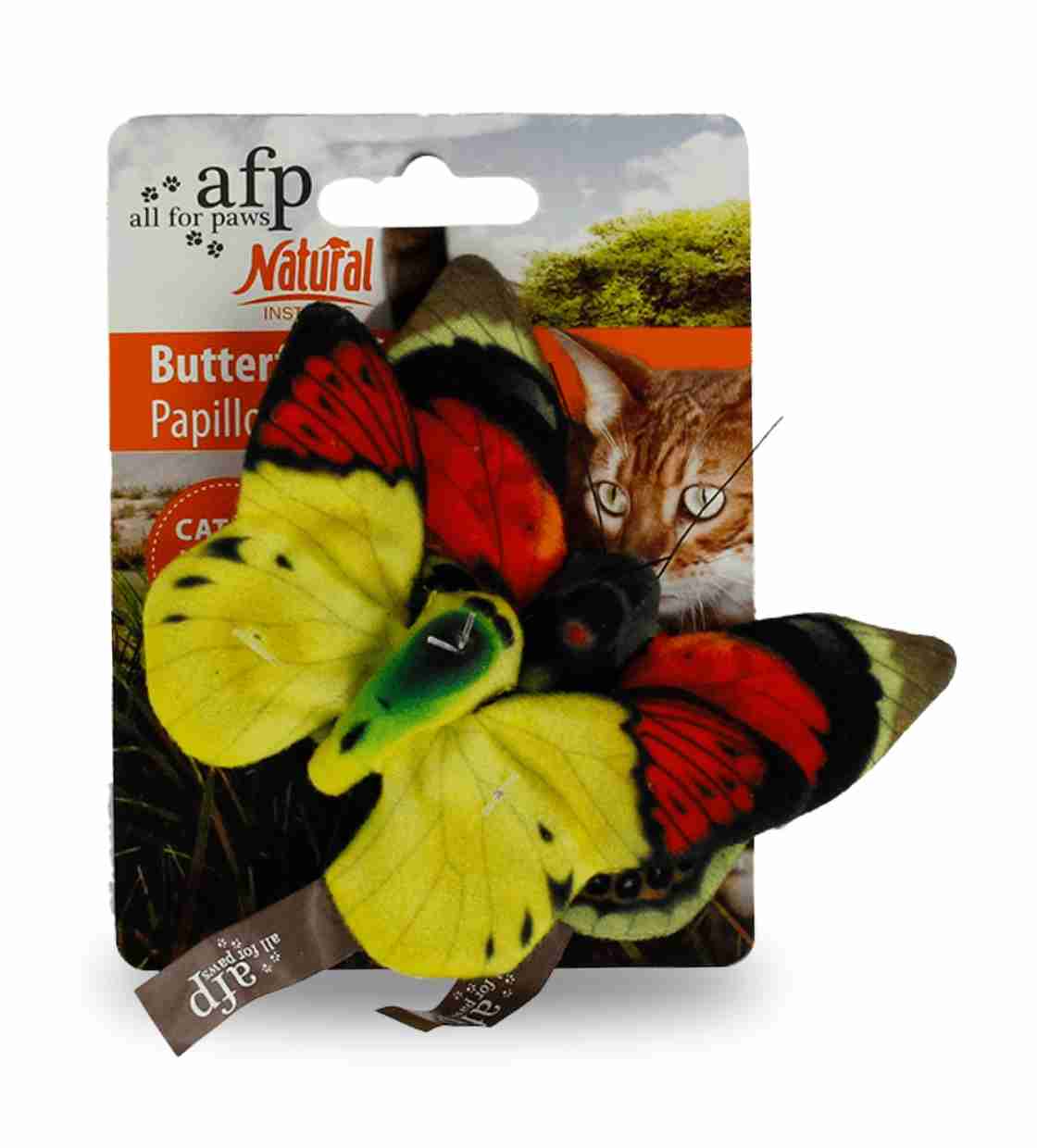 All For Paws Butterflie Papillon, Cat Toy - Yellow & Red