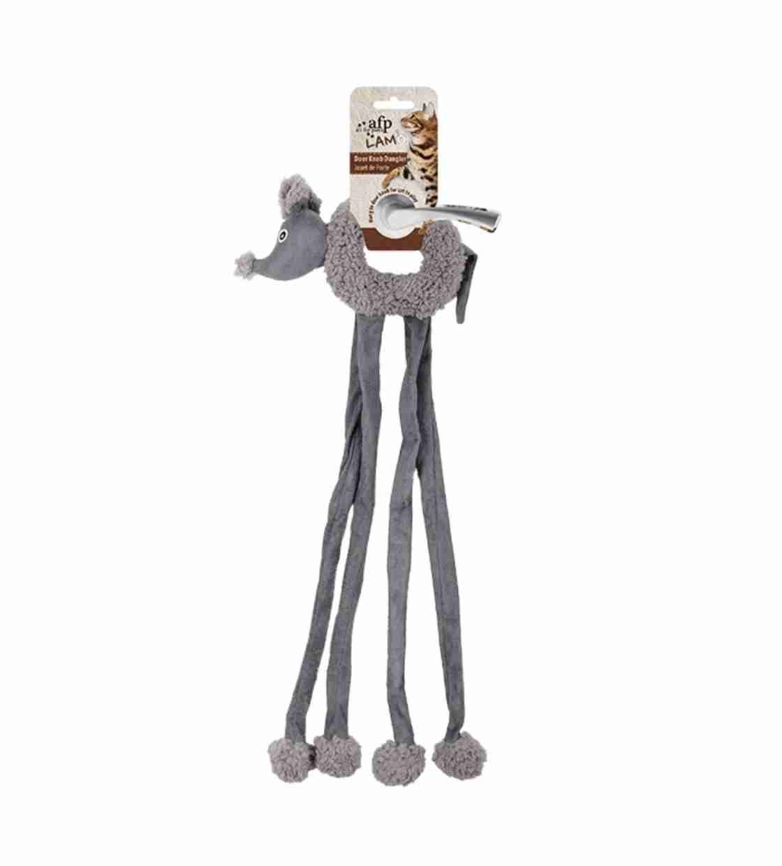 All For Paws Cuddle Door Knob Dangler, Cat Toy - Grey