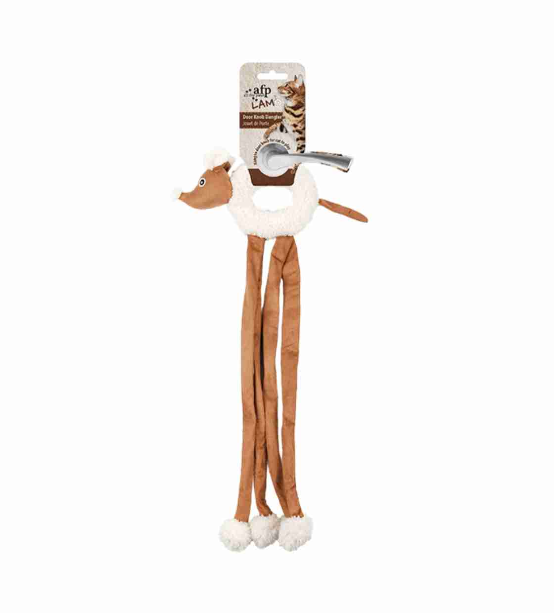 All For Paws Cuddle Door Knob Dangler, Cat Toy - Tan