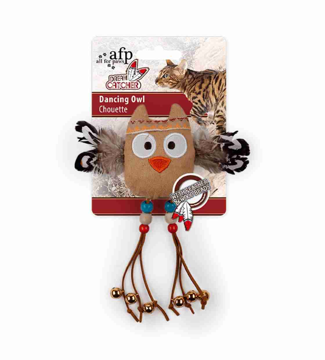 All For Paws Dream Catcher Dancing Owl, Cat Toy - Sand