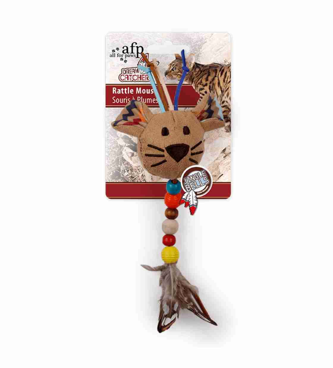 All For Paws Dream Catcher Rattle Mouse, Cat Toy - Sand