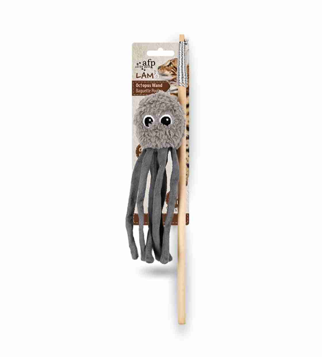 All For Paws Octopus Wand with Catnip, Cat Toy - Grey
