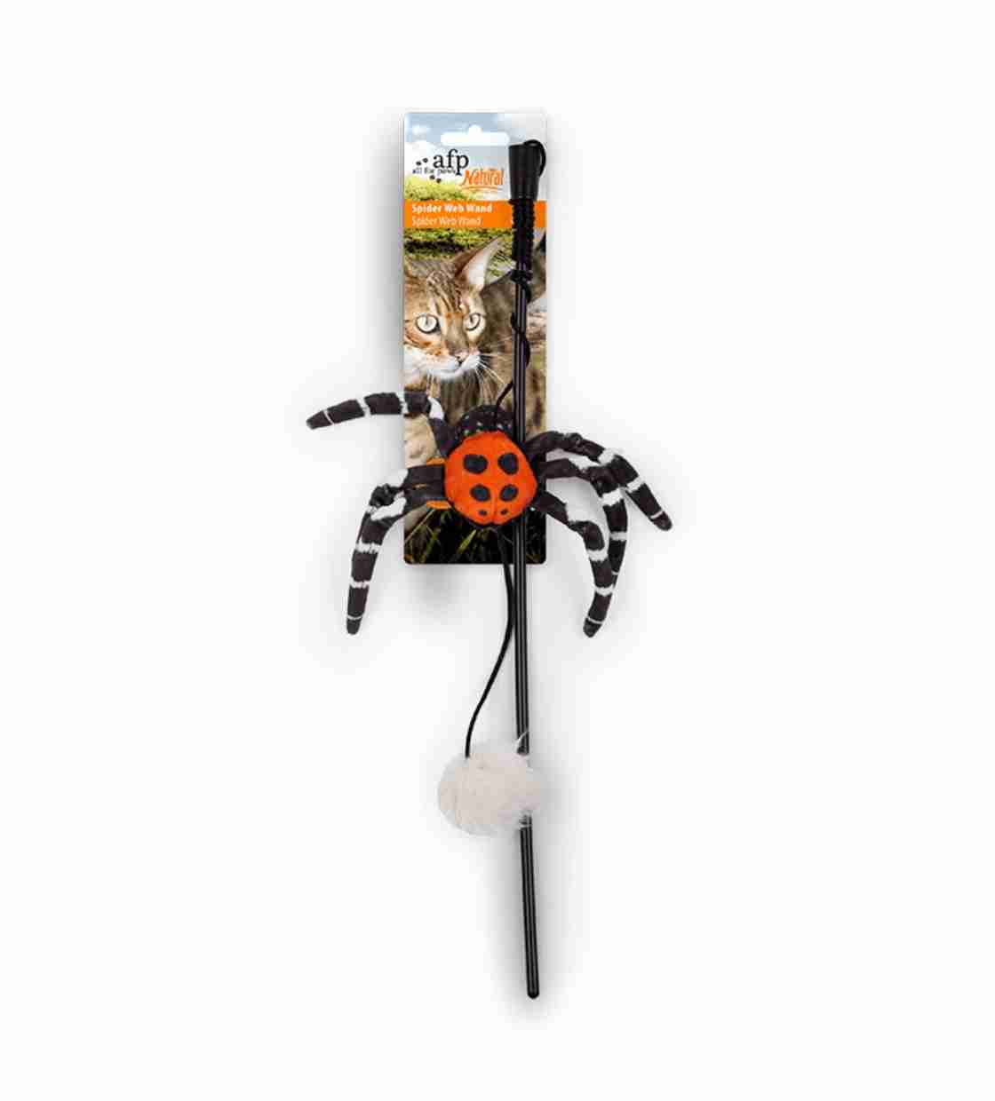 All For Paws Spider Web Wand, Cat Toy - Orange
