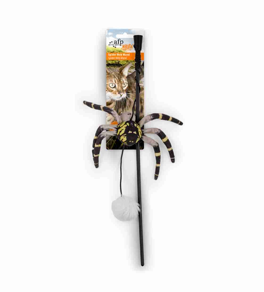 All For Paws Spider Web Wand, Cat Toy - Yellow