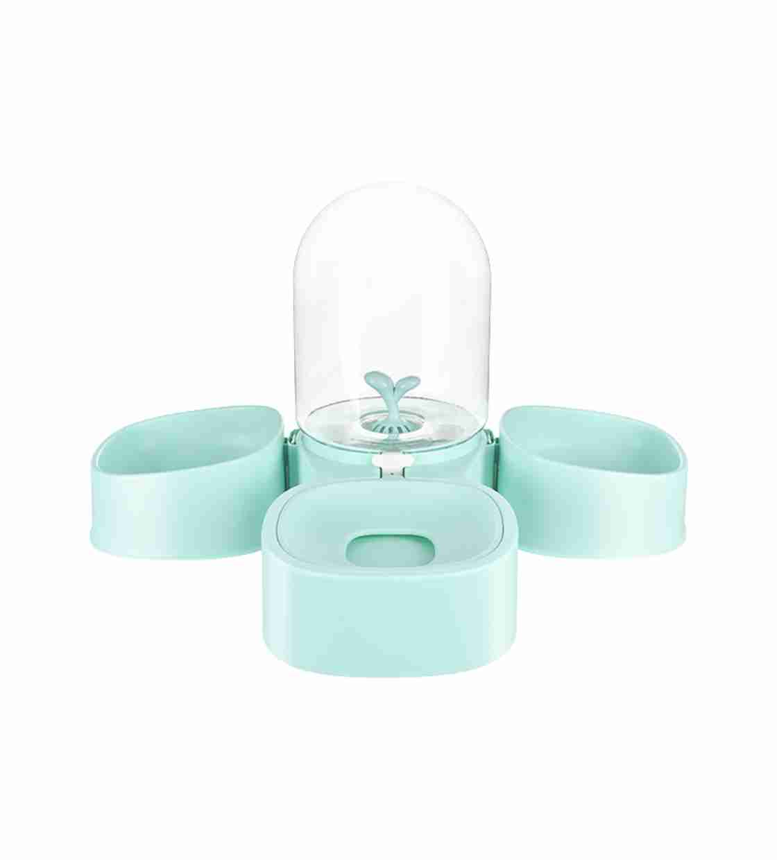 Pakeway Mangosteen Pet Bowl, Double, Cat & Dog - Green