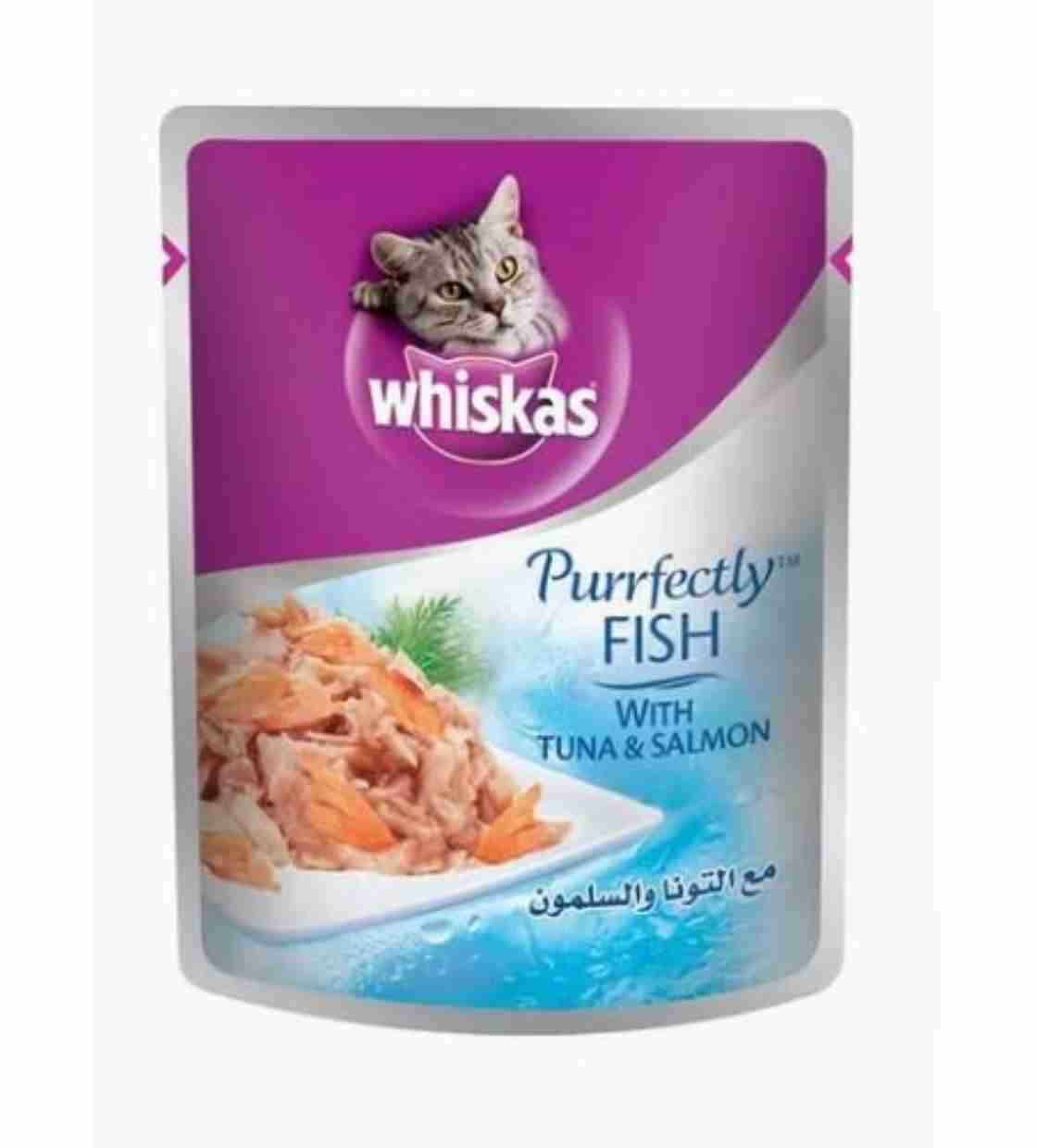 Whiskas Purrfectly Tuna with Salmon, Adult, Cat Wet Food, 85 gm