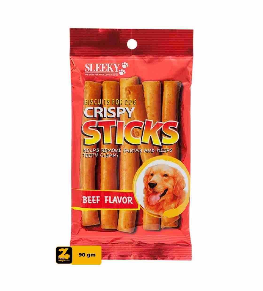 Sleeky Beef Crispy Sticks, Dog Treats, 90 gm