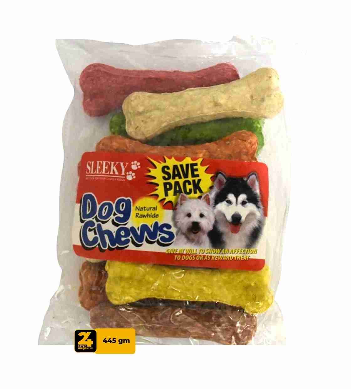 Sleeky Rawhide Colored Bones Dog Chews, 10 pcs
